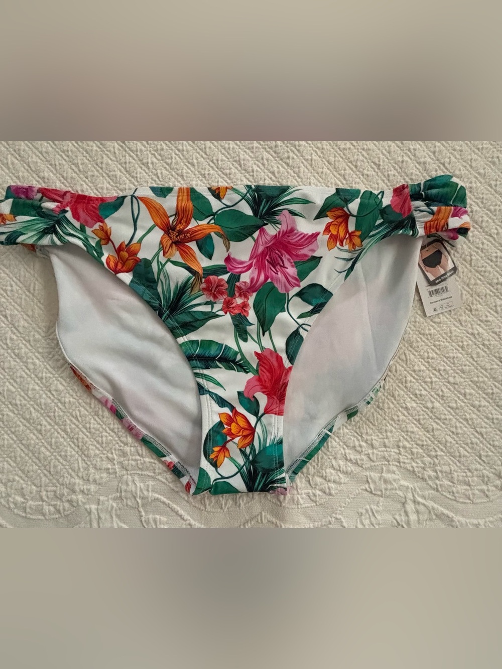 Time and Tru Womens Floral Swim Bikini Bottoms Mid Rise XL(16/18) New